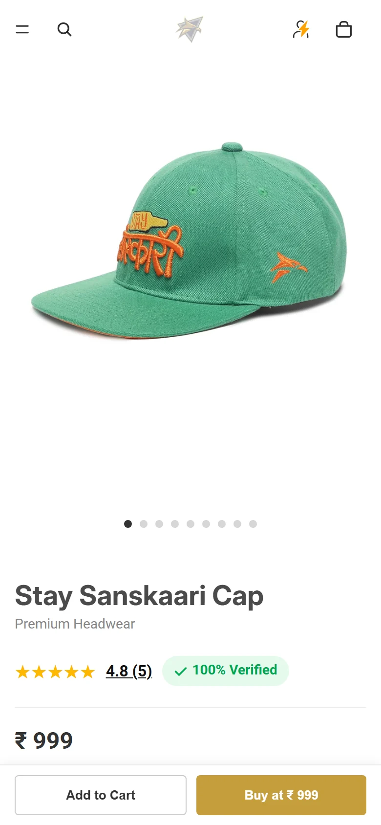 A product page, with Add to Cart and Buy always in reach.
