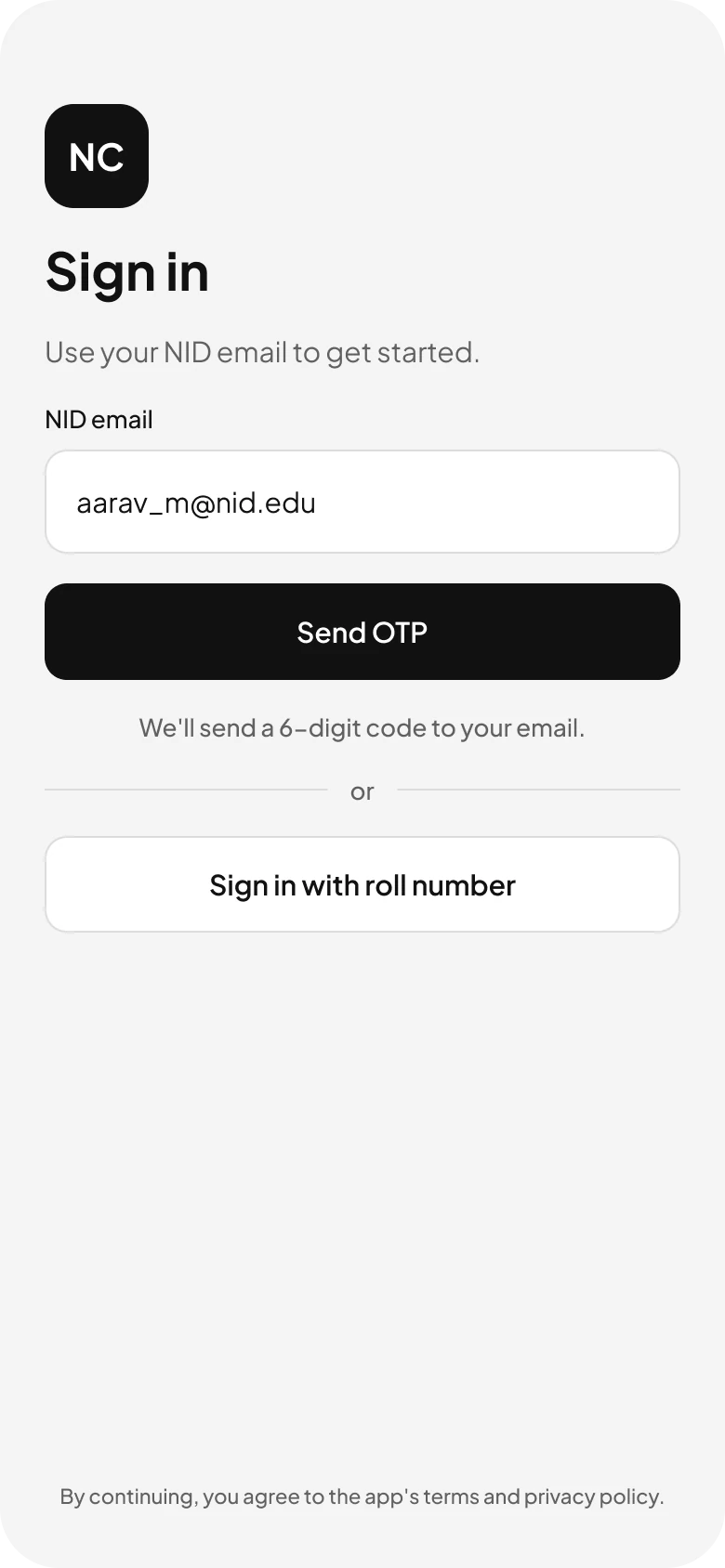 Sign in with an NID email.