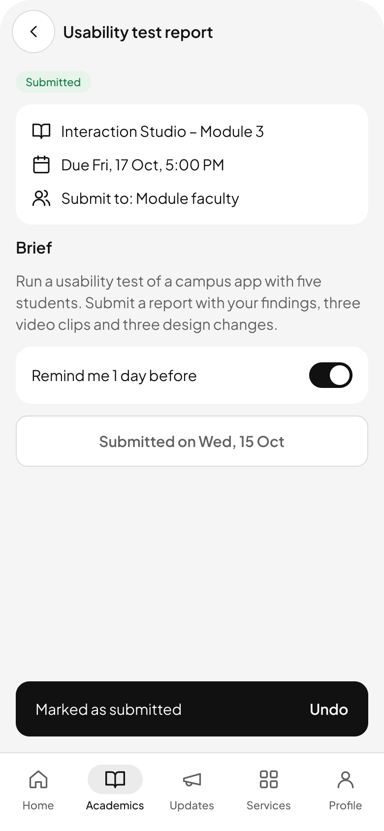 Undo after "Mark as submitted".