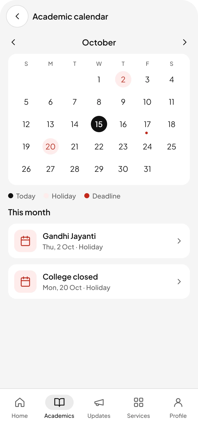 Academic calendar.