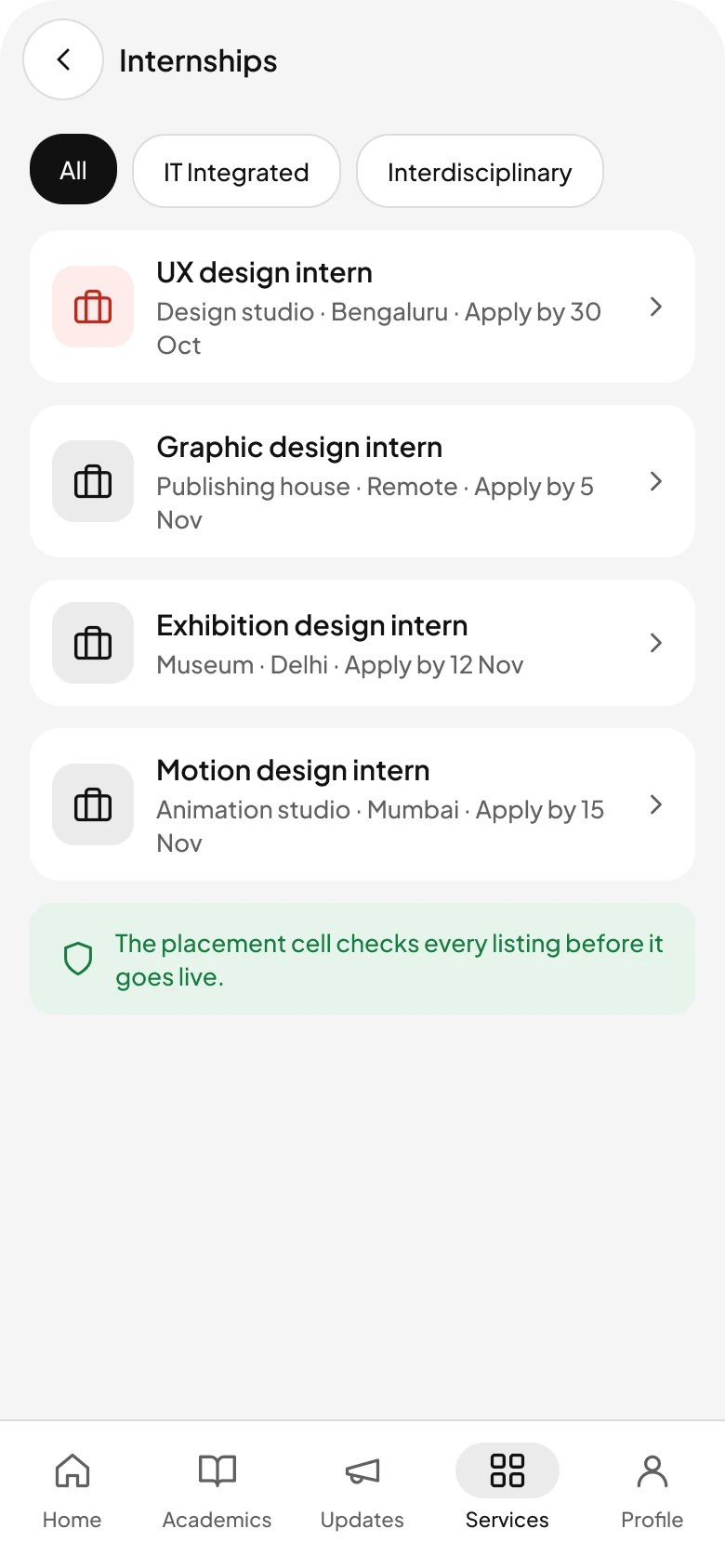 Internships.