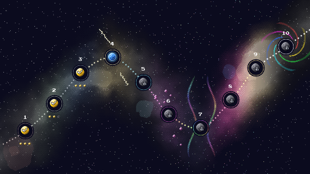 The level map with stars for each level.