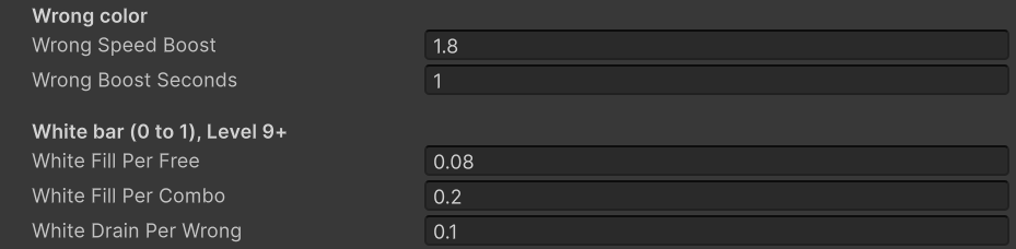 A wrong colour makes the Shade 1.8 times faster for 1 second, and mistakes drain the White bar.