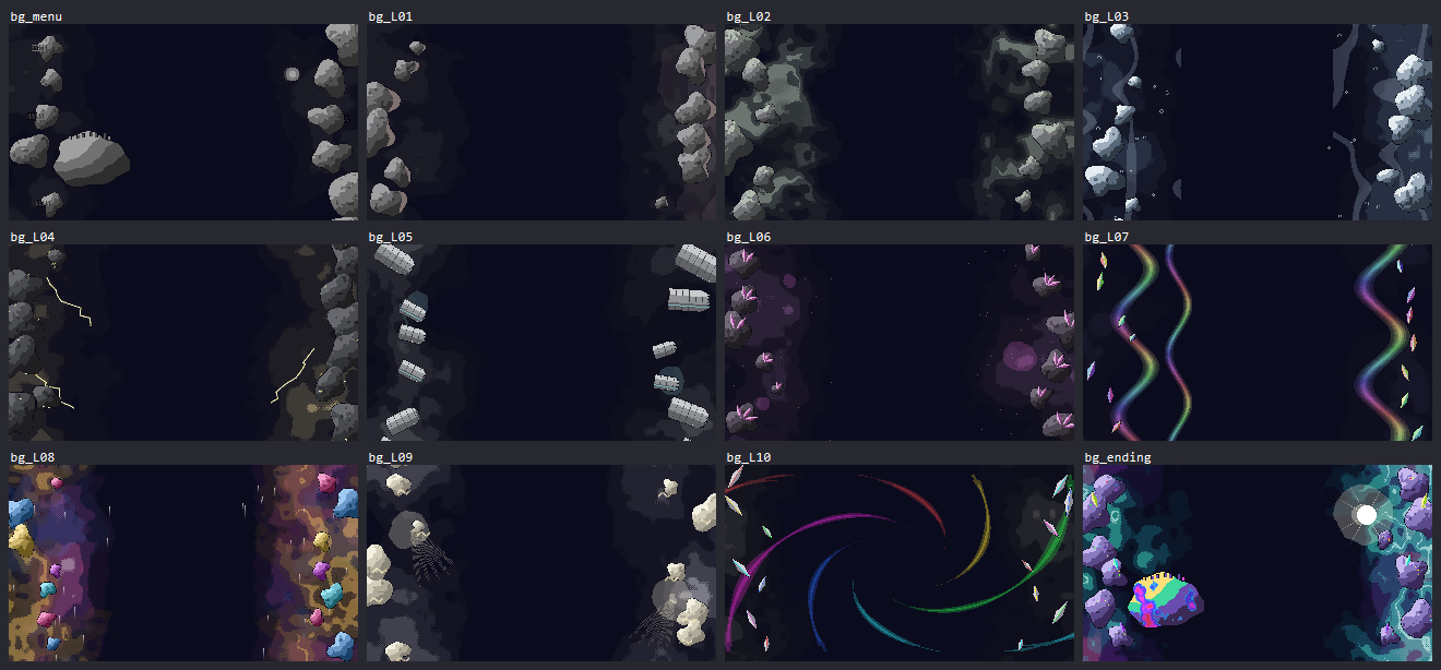 The backgrounds gain colour as the game goes on.