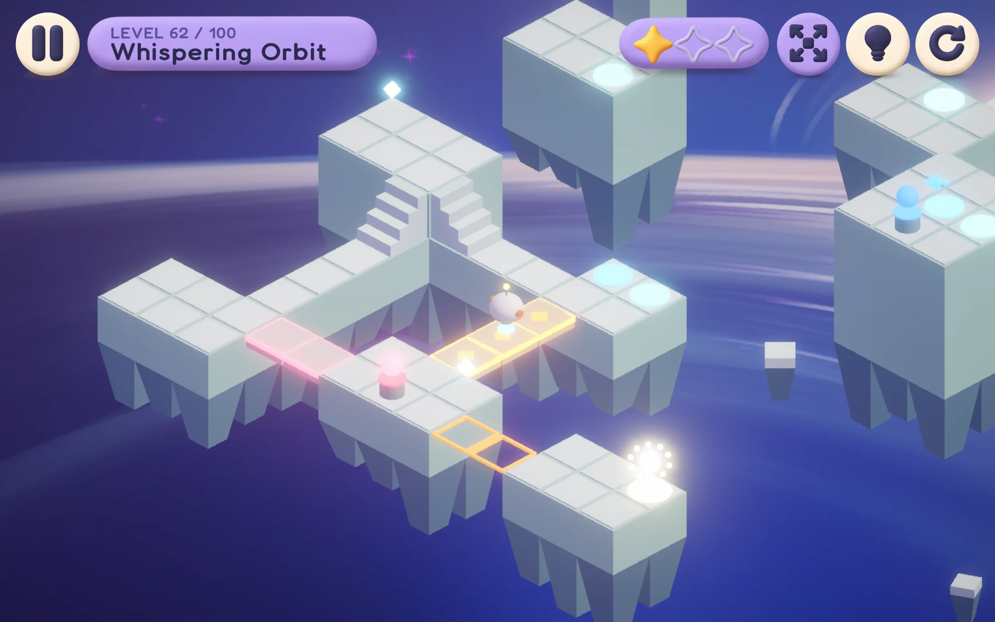Level 62, a generated level with stairs, lifts and swap tiles.