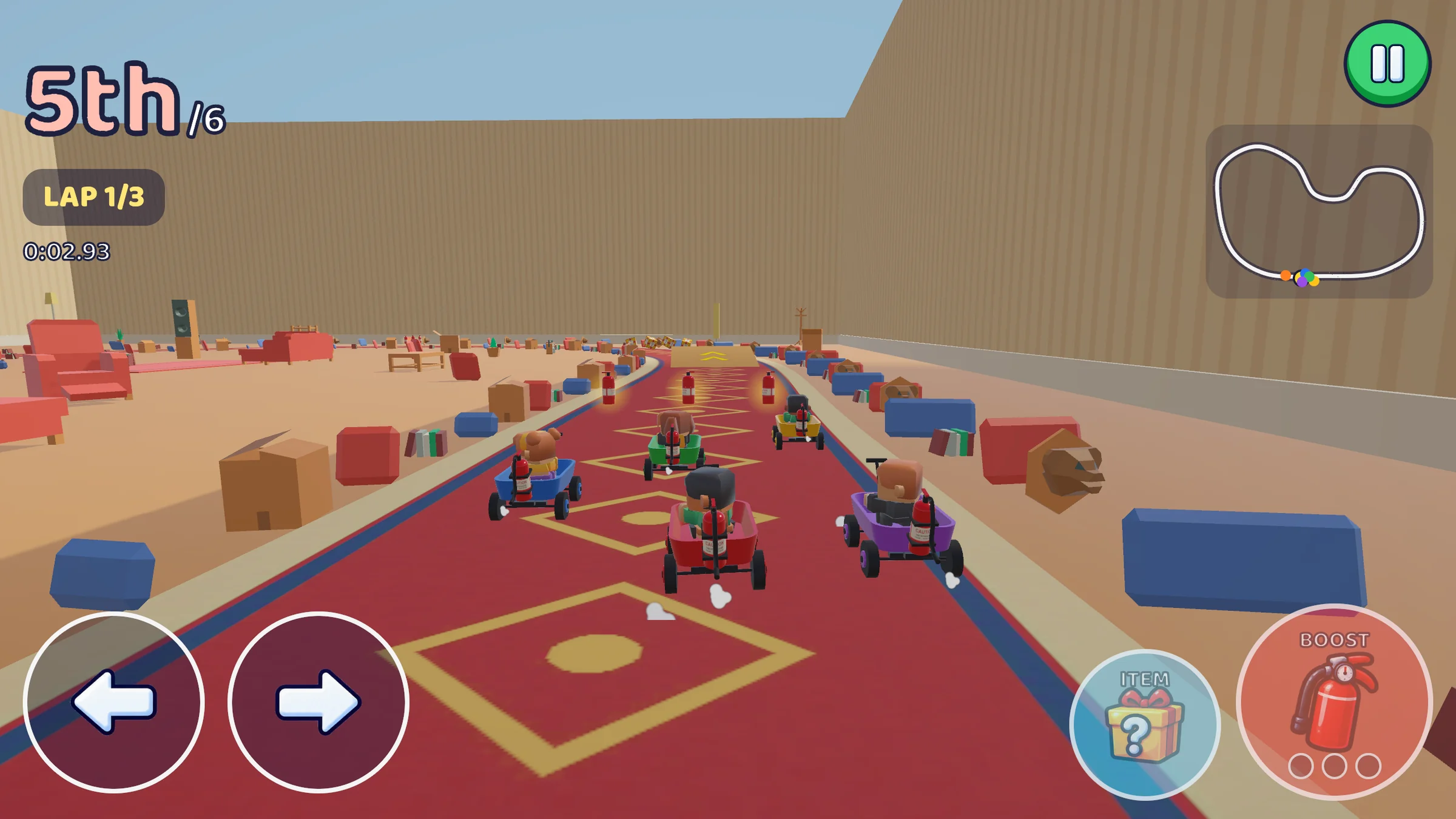 Sofa Speedway just after the start, racing in the pack.