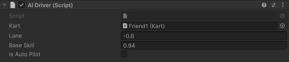 One bot: lane -0.6 and skill 0.94. Each bot gets its own lane and skill so the pack spreads out.