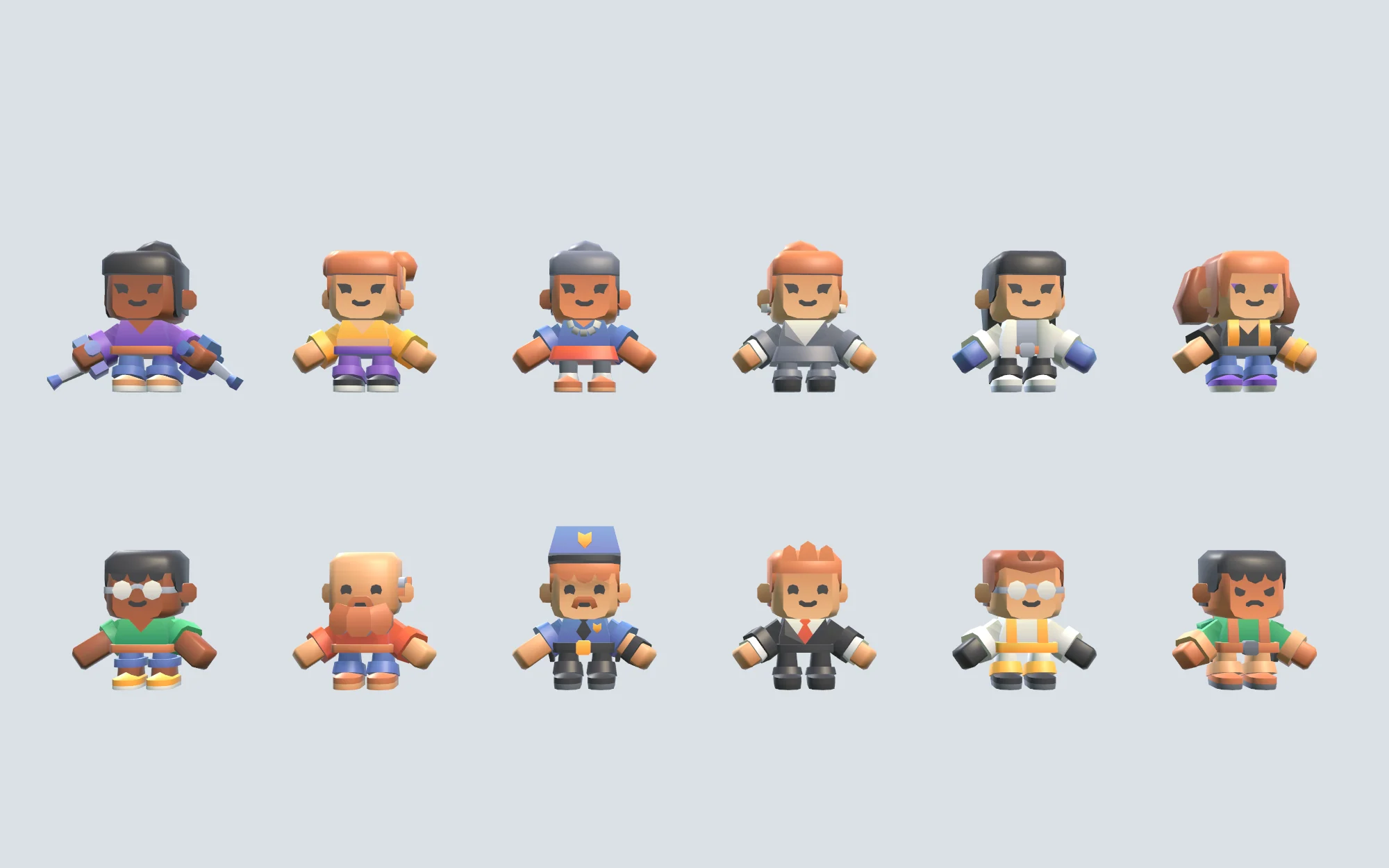 The twelve racers, Kenney Mini Characters (CC0).